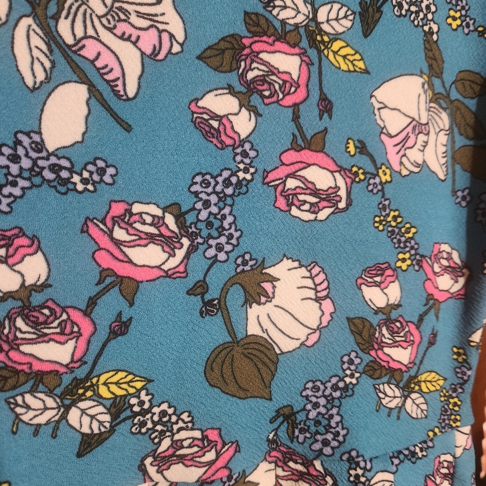 🌿LuLaRoe Blue Floral Midi Dress Size Medium - Picture 4 of 5
